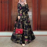 ราคา ▣ Muslimah ผู้หญิงมุสลิมแขนยาวลายดอกไม้ชุดเดร (29575717245)