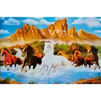 ราคา โปสเตอร์ ภาพวาด ม้าวิ่ง ม้ามงคล ม้า8ตัว ภาพมงคล เสริมฮวงจุ้ย Horse River Running POSTER 24”x35” Inch Painting V5 (3943394551)