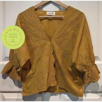 ราคา เสื้อฉลุ แบรนด์ญี่ปุ่น สีเหลืองมัสตาร์ด มือสอง สภาพดีมาก ไม่มีตำหนิค่ะ (22939662478)