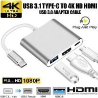 ราคา จัดส่งเร็ว 3-IN-1 USB-C to HDMI ที่รองรับ Multiport AdapteUSB Type-C เป็น HDMI / USB-C PD Charging / USB 3.0 Multiport (25919116009)
