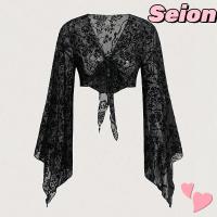 ราคา ท่อนบนแบบเซออนทรัมเป็ตแขนยาวสีดำสำหรับเลดี้ กับพวงมาลาไหล่ ลูกไม้สวยงาม เสื้อผ้าประจำวันสำหรับเต้นรำ (45258691182)