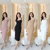 ราคา เดรสสายเดี่ยวผ้าร่องเข้ารูป เดรสสายเดี่ยวคัตอกผ้าร่อง (20393509265)