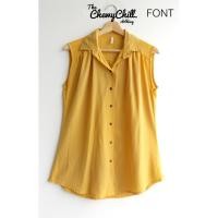 ราคา เสื้อแขนกุดสีเหลืองคอปก ผ้าชีฟอง (129297826)