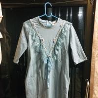 ราคา เดรสผ้ายืด สีฟ้า ระบายหน้าอก ป้าย hiso (7102237130)