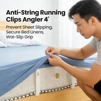 ราคา ลื่นไถลคลิปป้องกัน4โหลดที่นอนผ้าห่มเตียงเข็มขัดยึดแผ่นAngler (51106742721)
