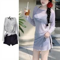ราคา Bikinicutecute ชุดว่ายน้ำ ทูพีช สีดำ ลายจุด พร้อมเสื้อคลุมแขนยาว มีฟองน้ำ (53407527950)