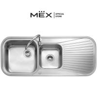 ราคา MEX รุ่น GALA อ่างล้างจาน 2 หลุม 1 ที่พัก ขนาด 120 x 50 ซม. สเตนเลส สตีล AISI 304 (4525394503)