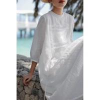 ราคา Tencel Cotton High-End White Dress Double Mid-Length Female A Summer Dress 26.6.8 (27745001124)