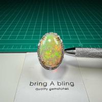 ราคา แหวนโอปอล ( Opal ) 11.56ct พร้อมใบเซอร์ ประดับเพชรธรรมชาติแท้ รวม 0.41ct (44611447645)