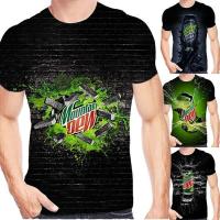 ราคา ใหม่แฟชั่นผู้ชาย Mountain Dew 3d เสื้อยืดแขนสั้นลําลอง (52409151251)