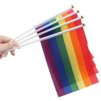 ราคา ธงสายรุ้ง ก้านพลาสติก LGBT PRIDE Rainbow Hand Waver Flag with plastic straw holder (27822025533)