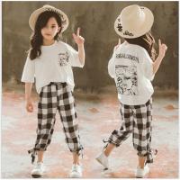 ราคา ชุดเสื้อยืดพิมพ์ลายการ์ตูนพร้อมกางเกงขาสามสี่ส่วนลายสก๊อต (พร้อมส่งในไทย) (2372768578)