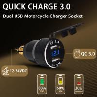 ราคา For BMW Motorcycle QC3.0 USB Charger Din Socket Plug Power Outlet Voltmeter Dual 5V 2.1A Din To USB (56905404287)