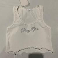 ราคา เสื้อกล้ามสีขาว มือ1 เสื้อครอปสีขาว ปักวิ้งๆ เสื้อเที่ยว (7713137049)