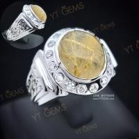 ราคา แหวนแก้วไหมทอง ล้อมเพชร แหวนเงินแท้ ชุบทองคำขาว แก้วไหมทองแท้ YTG-11682 (48908380408)