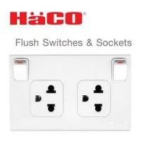 ราคา HACO ปลั๊กคู่กราวด์คู่ มีสวิทซ์เปิดปิดไฟ ปลอดภัย 2 ชั้น สำหรับคนที่คุณรัก รุ่น W816UV2S (2667025874)