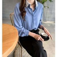 ราคา เสื้อเชิ้ตแขนยาวคอปกลูกไม้ฉลุ #เสื้อคอลูกไม้ อก:38 ยาว:25 สี ฟ้า /ครีม/ชมพู (3016031020)
