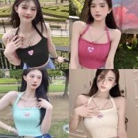 ราคา FKพร้อมส่ง เสื้อครอป ผูกคอ ไหมพรม แต่งโซ่ สไตล์ Y2K (16693075434)