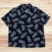 ราคา KEMEJA H&M เสื้อชายหาดสีดําเปิดปกสับปะรด (M Oversize) (41609341007)