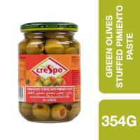 ราคา Crespo Green Olives Stuffed with Pimiento Paste 354g ++ คริสโป มะกอกเขียวสอดไส้พริกเผา 354g (11620616840)