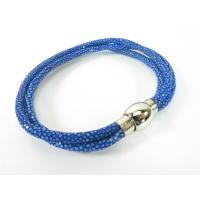 ราคา กำไล สร้อยข้อมือ หนังปลากระเบน กระเบน สีน้ำเงิน Genuine Blue Stingray Leather Magnetic Bracelet (2185071707)