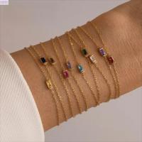 ราคา สร้อยข้อมือหินคลอดสีงาช้าง, สร้อยข้อมือชุบทองเพทายสี่เหลี่ยมที่มีสีสัน, แฟชั่นซ้อนประกายส่วนบุคคลสร้อยข้อมือมินิมอลเครื (46161097155)