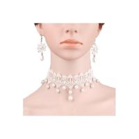 ราคา TANITTgems Vintage White Pearls French Lace Bridal Necklace Set (216672487)