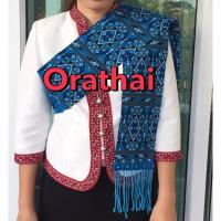 ราคา ผ้าสไบแพรวาพิมพ์ลายสีฟ้า (9914004074)