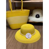 ราคา กระเป๋าฟางและหมวกฟางแฟชั่น ชุด หมวกสานชายหาดทรงระฆัง พร้อมดอกไม้และไข่มุกน่ารัก (43558818593)