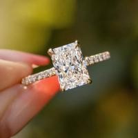 ราคา JIUya Factory Custom Igi Certified Vvs Cvd Lab Grown สร้างเพชร 10k 14k 18k Soild Gold Radiant Cut แหวนหมั้น 1 2 กะรัต 3 Ct (26844935335)