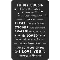 ราคา ENGZHI ชาย Cousin คริสต์มาสการ์ด, เพื่อของขวัญ Coussin ของฉันสําหรับผู้ชาย, Proud of You ของขวัญวันเกิดรับปริญญาสําหรับเด็กผู้ชาย, การ์ดกระเป๋าสตางค์แกะสลักโลหะ (54811482613)