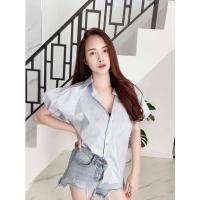 ราคา เสื้อสีฟ้า คอปก แขนบอลลูน ส่งฟรี (9990893338)