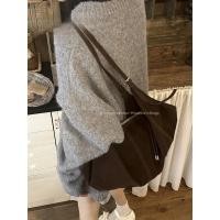 ราคา Maple Leaf Caramel Brown Suede Matte Texture กระเป๋าสะพายความจุขนาดใหญ่ Tote Bag (49811103052)