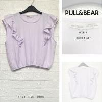ราคา PULL&BEAR เสื้อครอป แขนกุด แต่งระบาย สีม่วง พาสเทล มือสอง (16674250858)