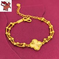 ราคา 18K Saudi Gold Pawnable Lucky Clover สร้อยข้อมือสําหรับผู้หญิง (43630004526)