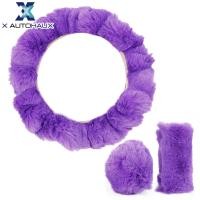 ราคา X AUTOHAUX Universal Warm Faux Fur ที่หุ้มพวงมาลัยรถยนต์พร้อมฝาครอบเบรกมือชุดฝาครอบคันเกียร์สีม่วง (49660326230)