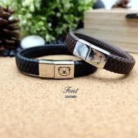 ราคา ข้อมือหนังแท้ สลักชื่อฟรี (437509377)