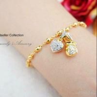 ราคา สร้อยข้อมือทองไมครอน จี้หัวใจเพชรสวิส+ ถุงทอง (1231388410)