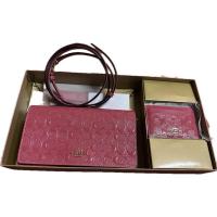 ราคา Coach Anna Crossbody And Card Case Set In Blocked use ใช้น้อย 99% สีชมพู ของแท้ (25655169567)