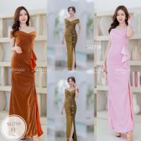 ราคา ML759 ชุดราตรี เดรสปาดไหล่วีนก แต่งระบายผ่า เนื้อผ้ากลิตเตอร์วิ้งเพชรยืดเยอะ งานมีฟองน้ำ ซิปซ่อนหลังอย่างดี #ชุดออกงาน (25408548539)