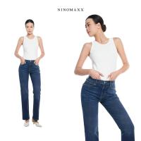 ราคา Ninomaxx Straight Form Blue กางเกงยีนส์ผู้หญิง SOFTMOTION HYBRID DENIM ผ้ายืดอ่อน 2510030 (57405397576)