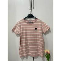 ราคา เสื้อลายทาฃสีชมพู ปักนก (21893698068)
