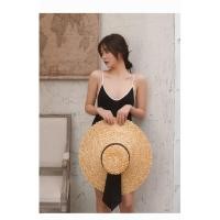ราคา E031หมวกสานฟางแข็งปีกกว้างคาดสีดำ ปีกกว้าง12ซม. (12219578464)