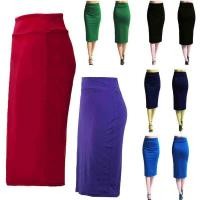 ราคา Fashion High Waist Elegant Solid Pencil Skirts Sheath Wine Red Midi Skirt Streetwear Women Casual Basics Skirts New (50207277651)