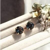 ราคา ต่างหู ลอนดอนบลูโทพาส ( London Blue Topaz ) สีน้ำเงินเข้มแบบ inky blue ตัวเรือนเงินเเท้ชุบ Rose Gol (56011803276)