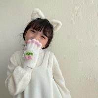 ราคา ♞,♘ลูกไม้หวานหัวใจสีชมพูเชอร์รี่ Cat Claw ถุงมือเด็ก Plush (28606841881)