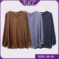 ราคา TUCZ V NECK LONG SLEEVE PLAIN PLUS SIZE BLOUSE 2708/2709/2710 SIZE : 36-55 (42530773807)