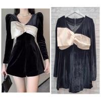 ราคา จั้มสูท กำมะหยี่ ผ้าดีผู้ดี ชุดคุณหนู ชุดไปเที่ยว จั้มสุทขาสั้นแขนยาว จั้มสูทสีดำ ชุดจั๊ม ชุดจั้ม จั๊มกางเกง (10978841814)