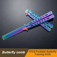 ราคา 1Pcs Portable Butterfly Training Knife Foldable CSGO Balisong Trainer Pocket Flail Knife Uncut Blade Butterfly Comb For (58101900791)