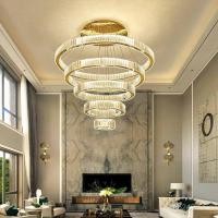 ราคา Duplex Large Chandelier Villa Living Room Chandelier Mezzanine Crystal Chandelier Light Luxury Stair Chandelier Long Cha (41775754728)